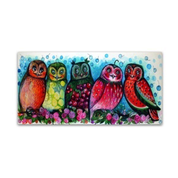 Oxana Ziaka '5 Owls' Canvas Art, 10x19, Trademark Fine Art, Mfr#: ALI11378-C1019GG